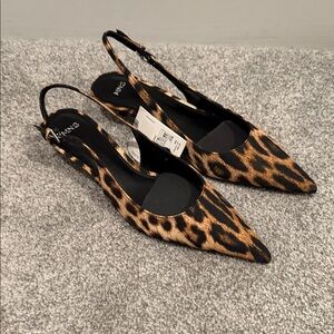 Mango Leopard Print Slingback Heels